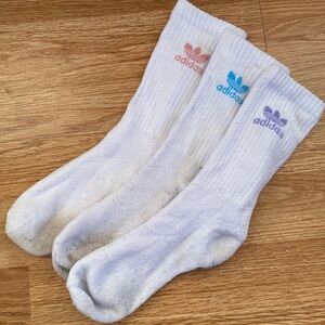 Adidas White Crew Socks with Logo Accents